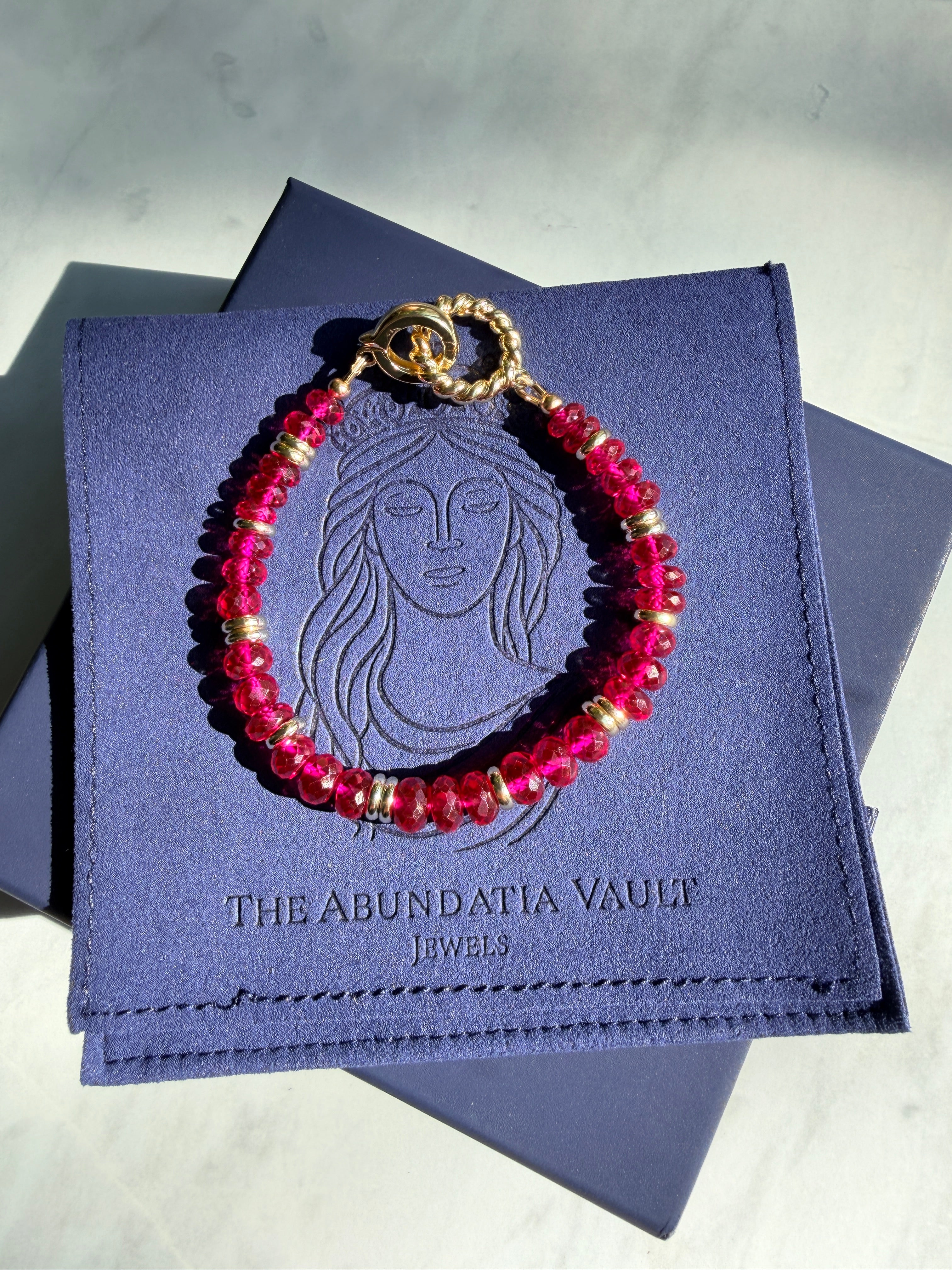 Ruby Bracelet with Gold Accent Beads