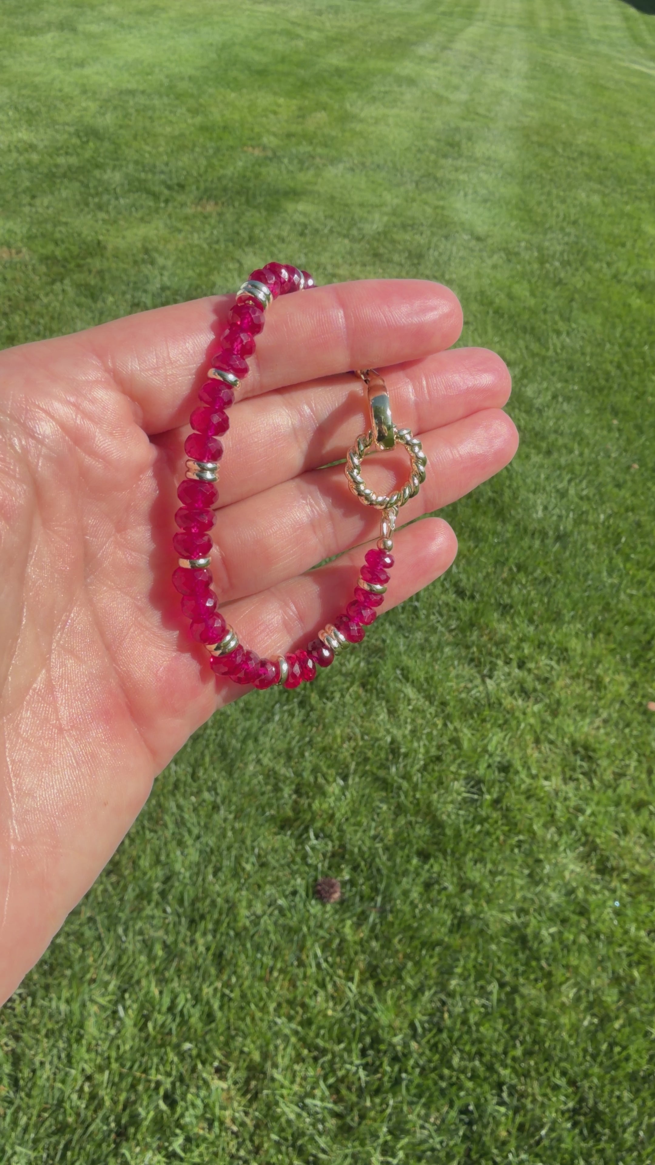 Ruby Bracelet with Gold Accent Beads